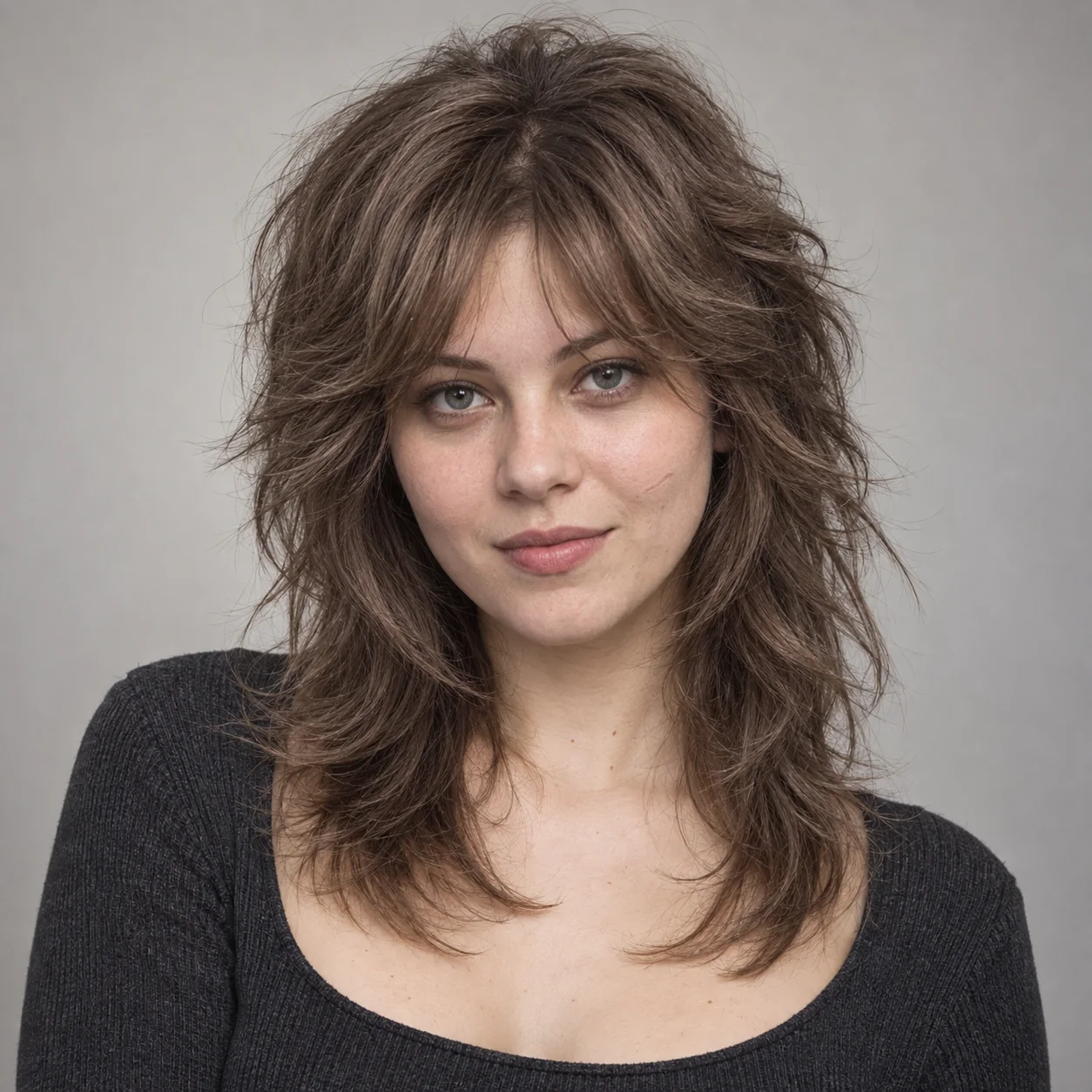 Layered wolf cut hairstyle